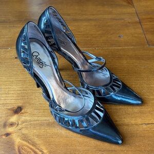 Carlos Santana Black Leather Upper Gossip Stiletto Sz 8.5
